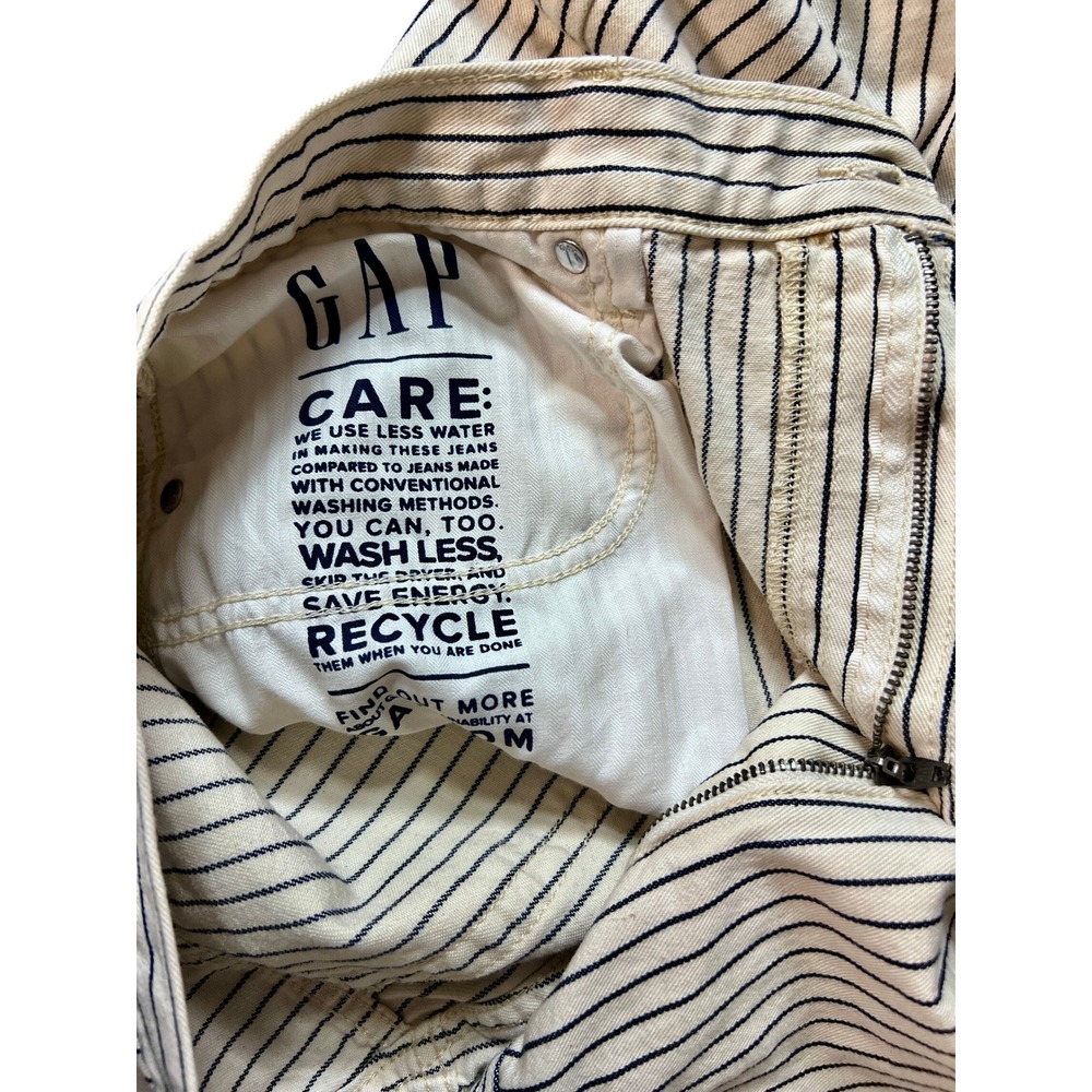 Gap Baggy Mid Rise Jeans Womens 31/12R Cream Navy Striped Wide Leg Denim - Picture 4 of 5
